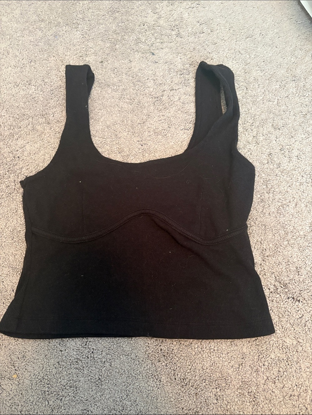 Dynamite Black Ribbed Scoop Bandeau Tank